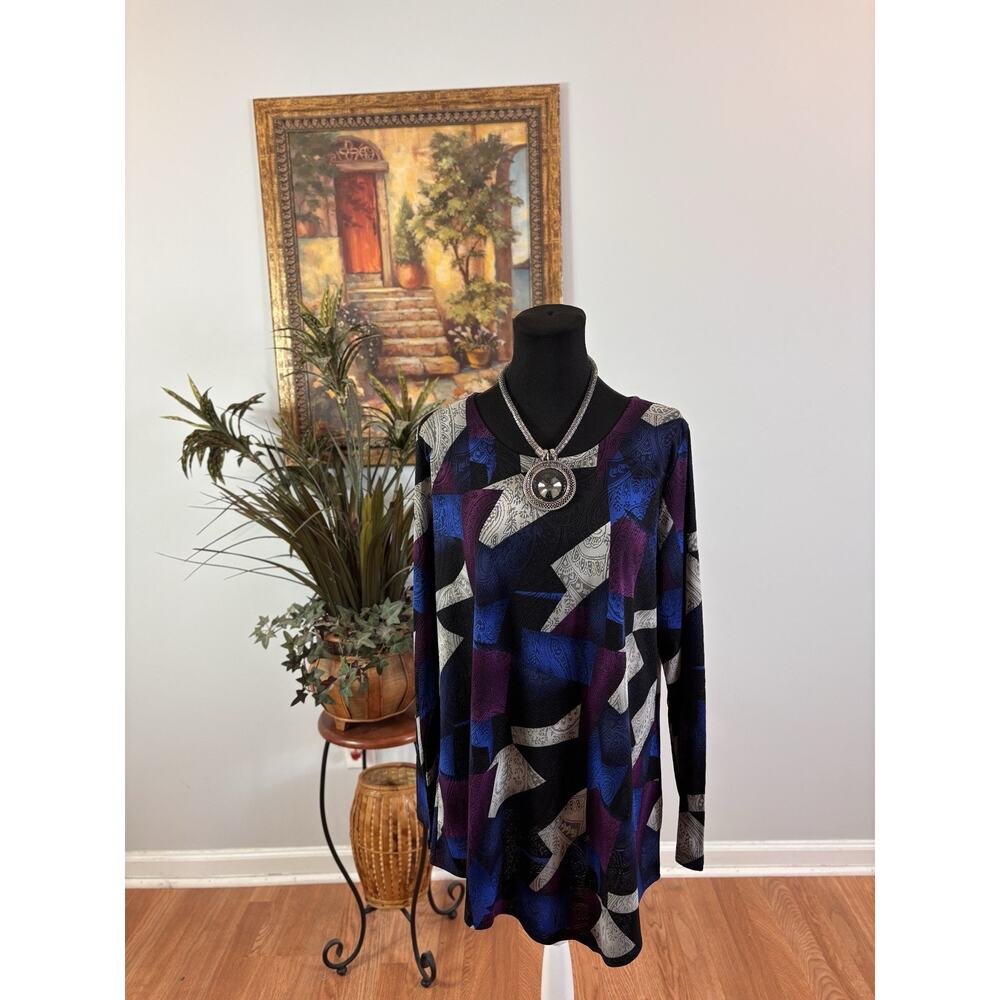 Actitudes By Renée Blouse L Long Sleeve Lagen Look Asymmetrical Maximalist Y2K